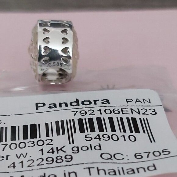 Authentic Pandora *RETIRED* Sterling Silver & 14K Gold Tree of Hearts 792106EN23 - Picture 6 of 7